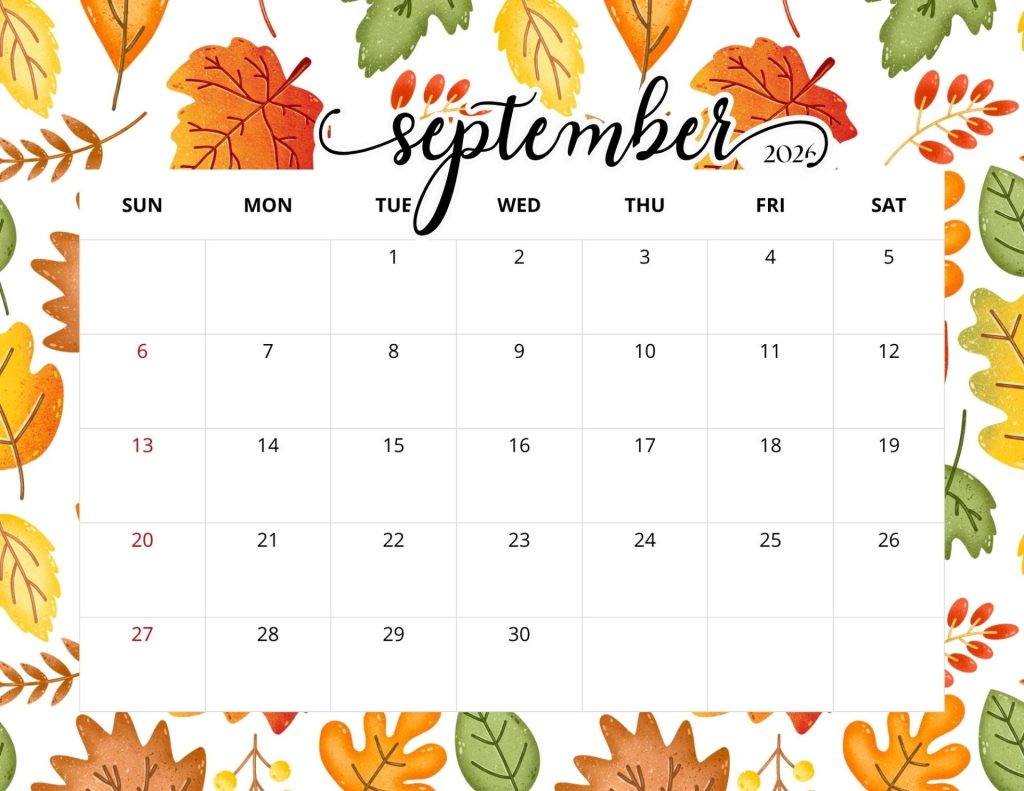 September printable calendars