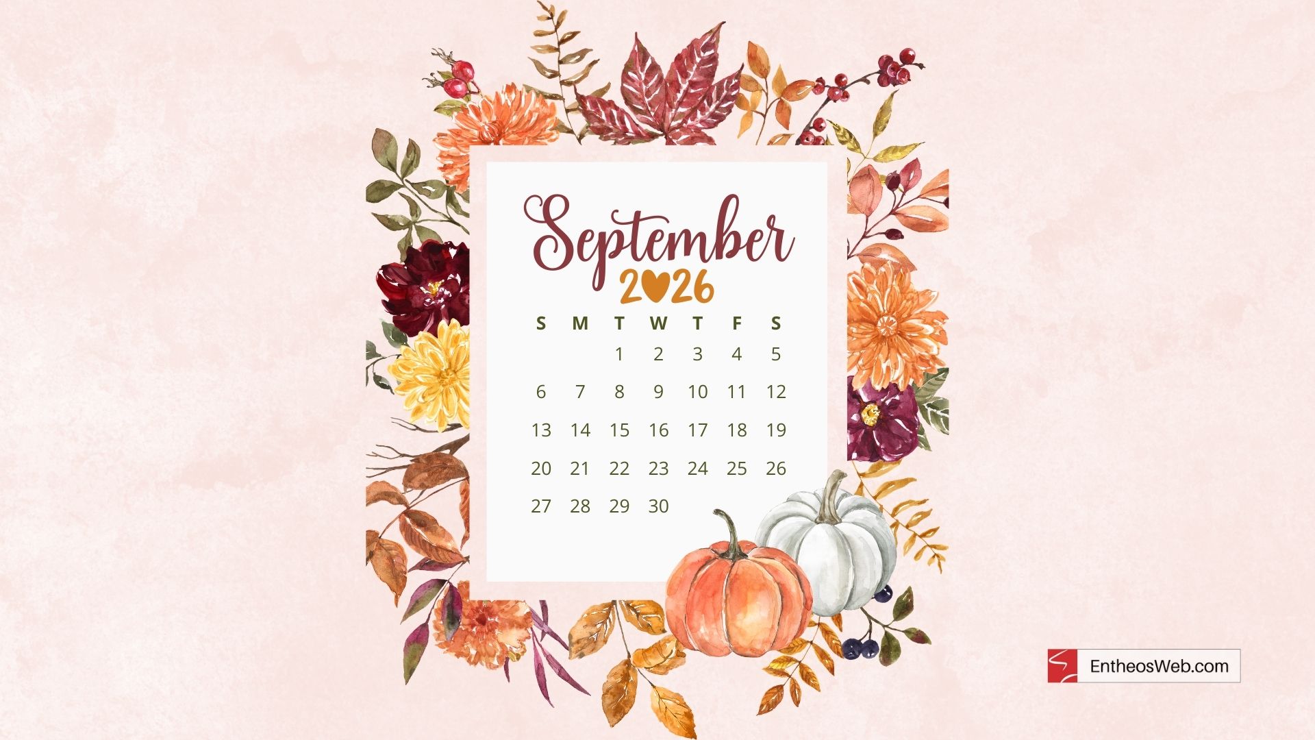 September 2026 Desktop Wallpaper Calendar EntheosWeb