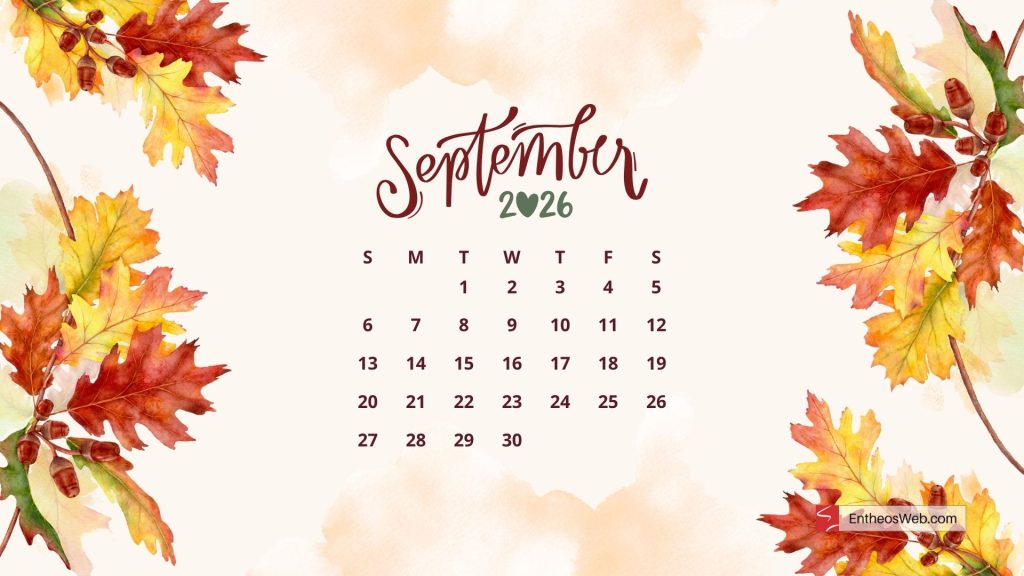 September 2026 phone desktop wallpaper   fall leaves