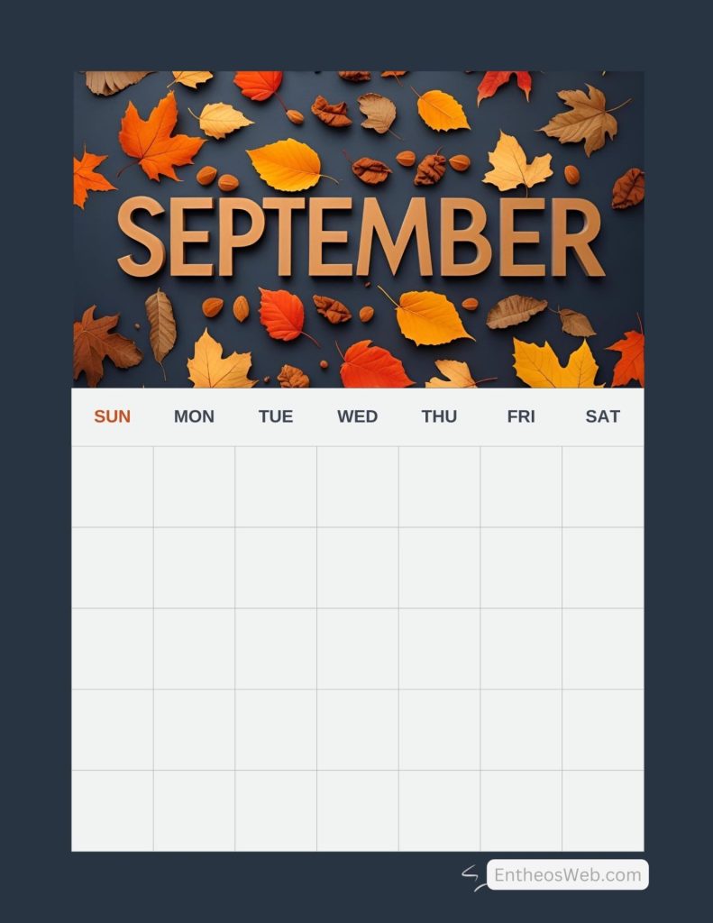 September blank calendar printables