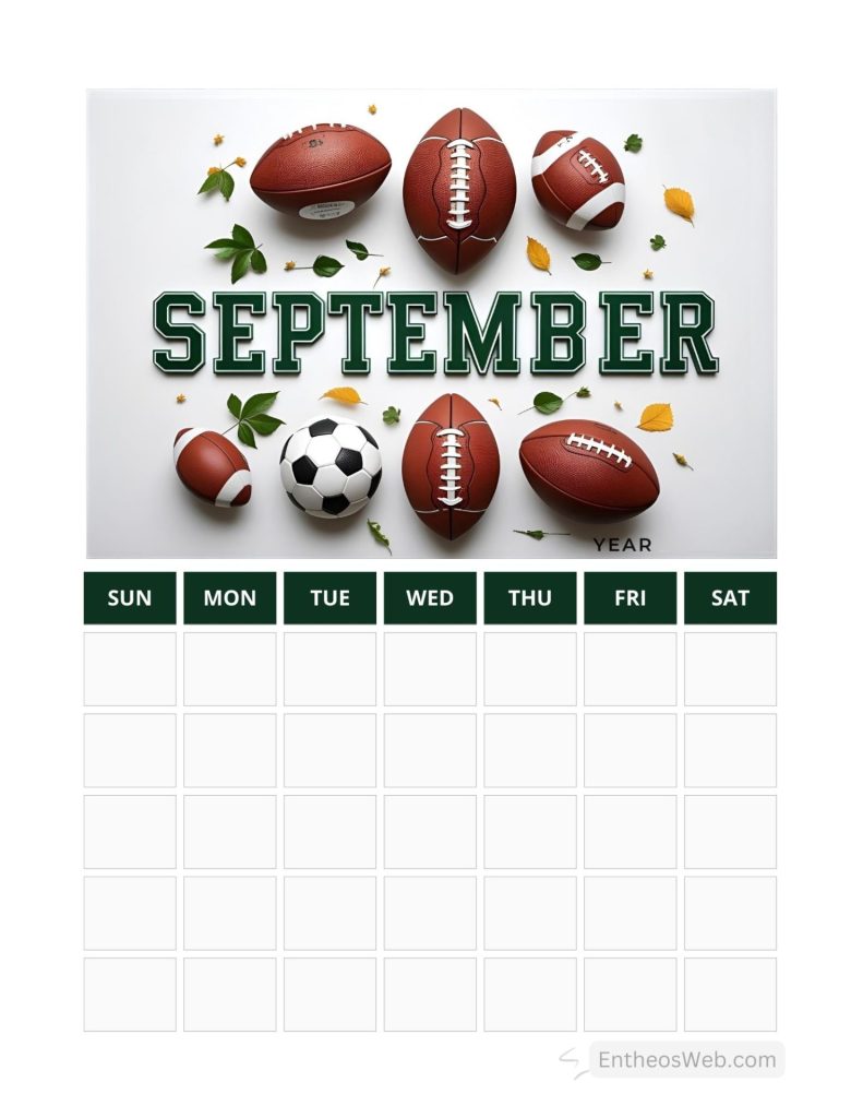 September blank calendar printables