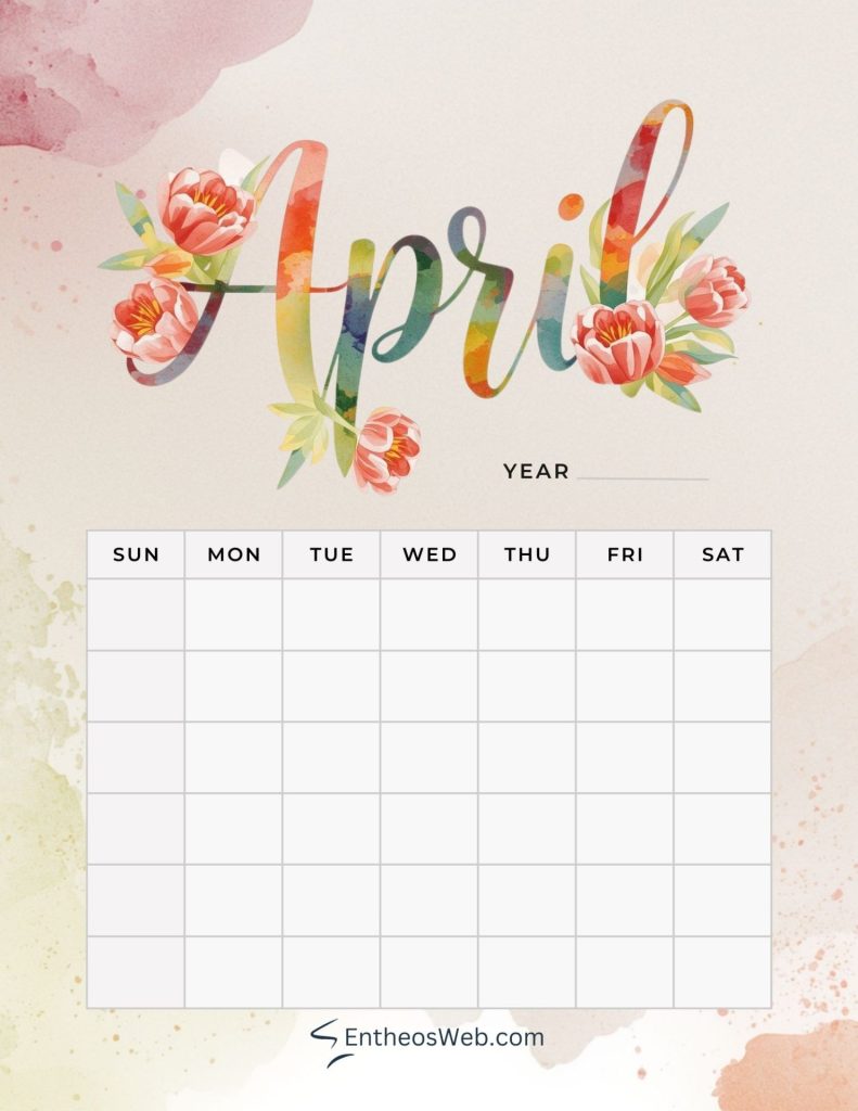 April blank printable 2026