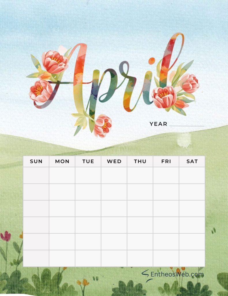 April blank printable calendar