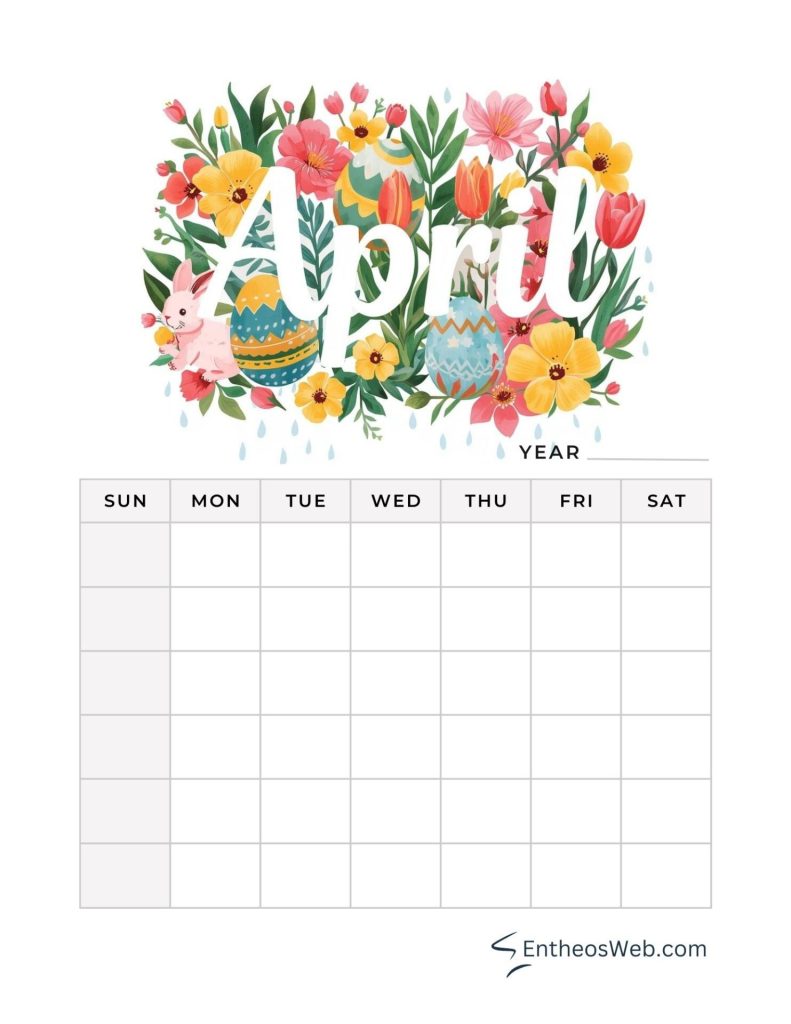 April blank printable calendar 2