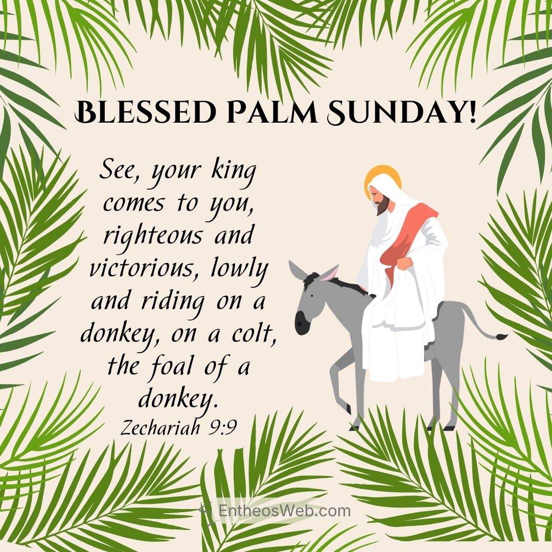 Blessed palm sunday see your king comes to you | christian palm sunday wishes with bible verses | entheosweb Blessed palm sunday see your king comes to you