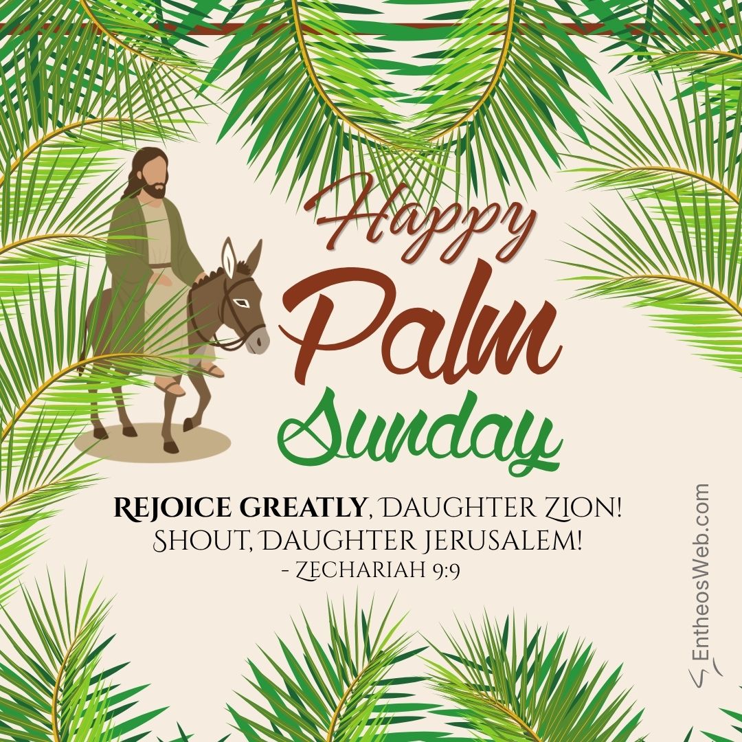 Happy palm sunday rejoice greatly daughter zion shout daughter jerusalem | christian palm sunday wishes with bible verses | entheosweb Happy palm sunday rejoice greatly daughter zion shout daughter jerusalem