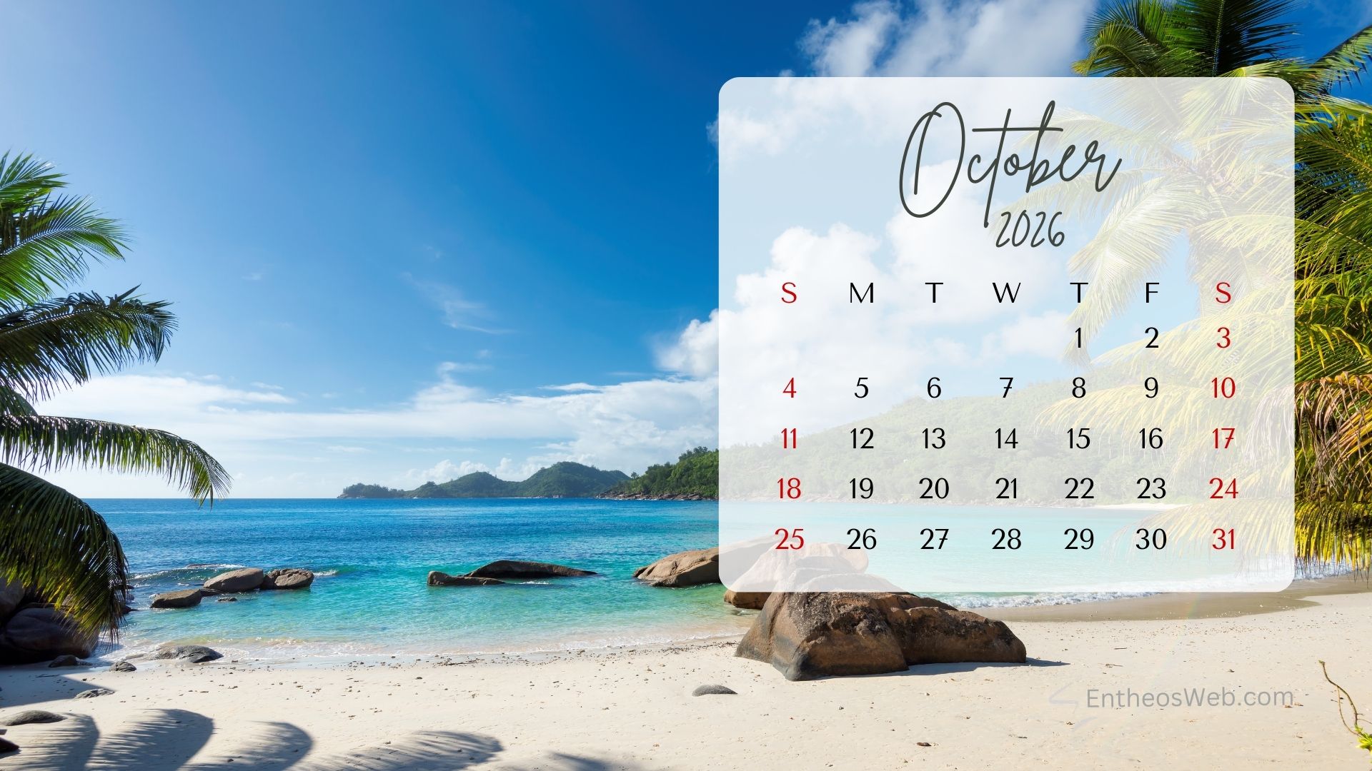 October 2026 desktop wallpaper beach bright | october 2026 desktop wallpaper calendar | entheosweb October 2026 desktop wallpaper beach bright