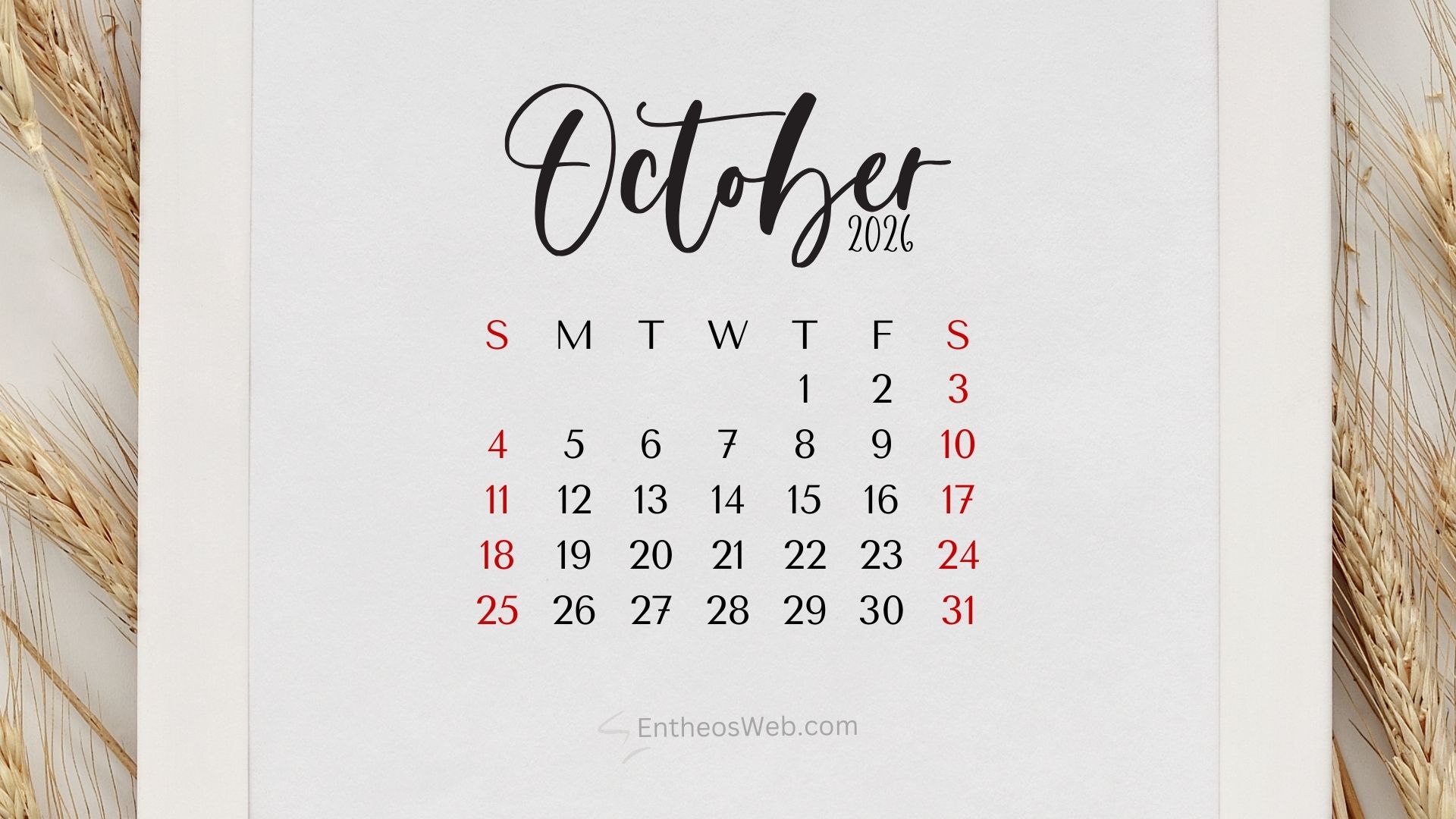 October 2026 desktop wallpaper white frame | october 2026 desktop wallpaper calendar | entheosweb October 2026 desktop wallpaper white frame