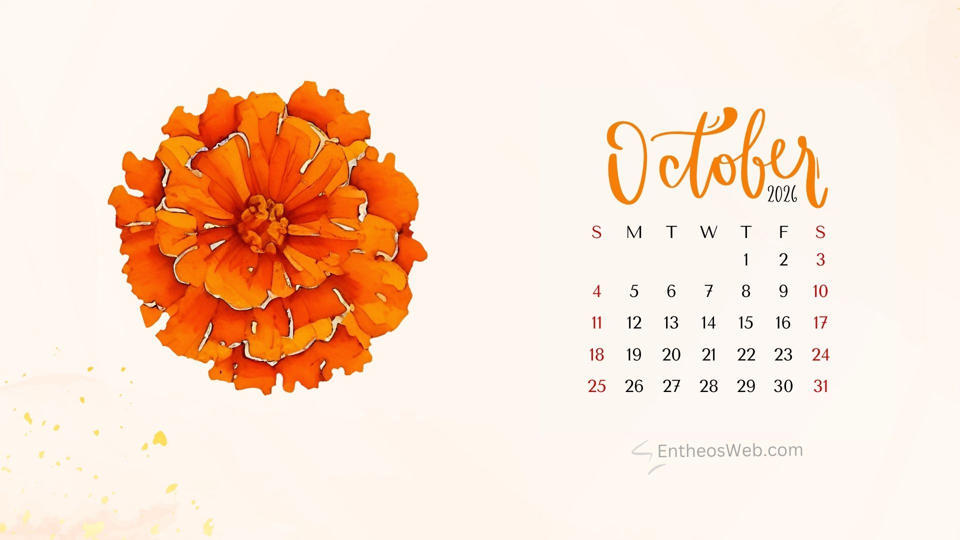 October calendar phone wallpaper beautiful marigold flower | october 2026 desktop wallpaper calendar | entheosweb October calendar phone wallpaper beautiful marigold flower