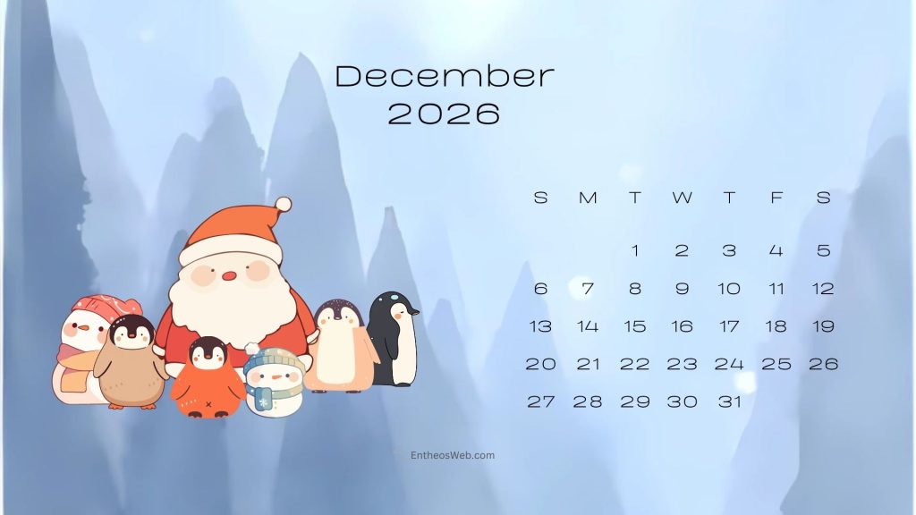 Santa cute december 2026 desktop wallpaper
