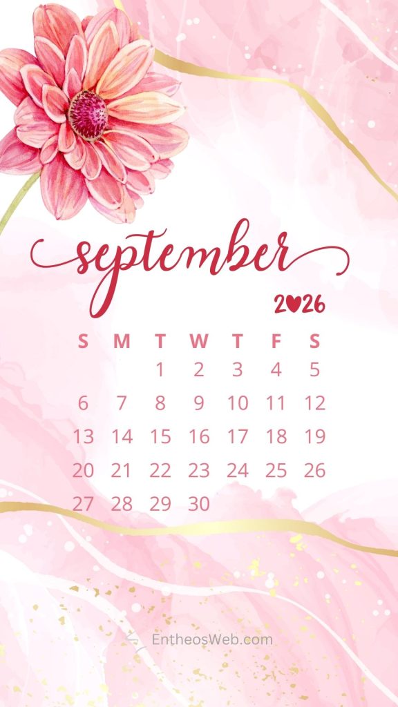 September 2026 Calendar Phone Wallpaper | EntheosWeb