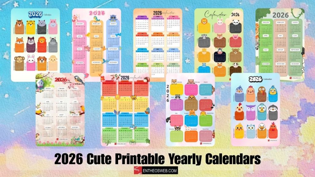 2026 cute printable yearly calendars