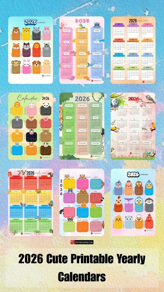 2026 Cute Printable Yearly Calendars | EntheosWeb