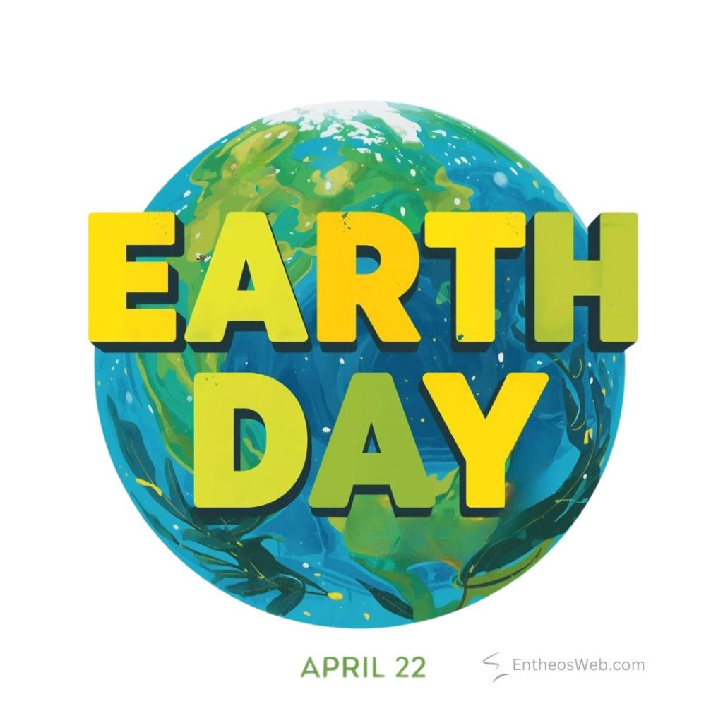 Earth day poster a colorful globe with bold yellow earth day text and april 22 below Earth day 5