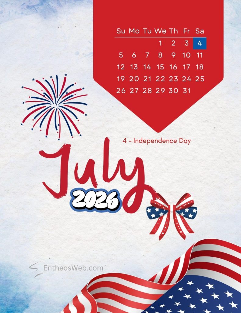 4th of july fireworks and bow themed calendar  4th of july fireworks and bow themed calendar by entheosweb