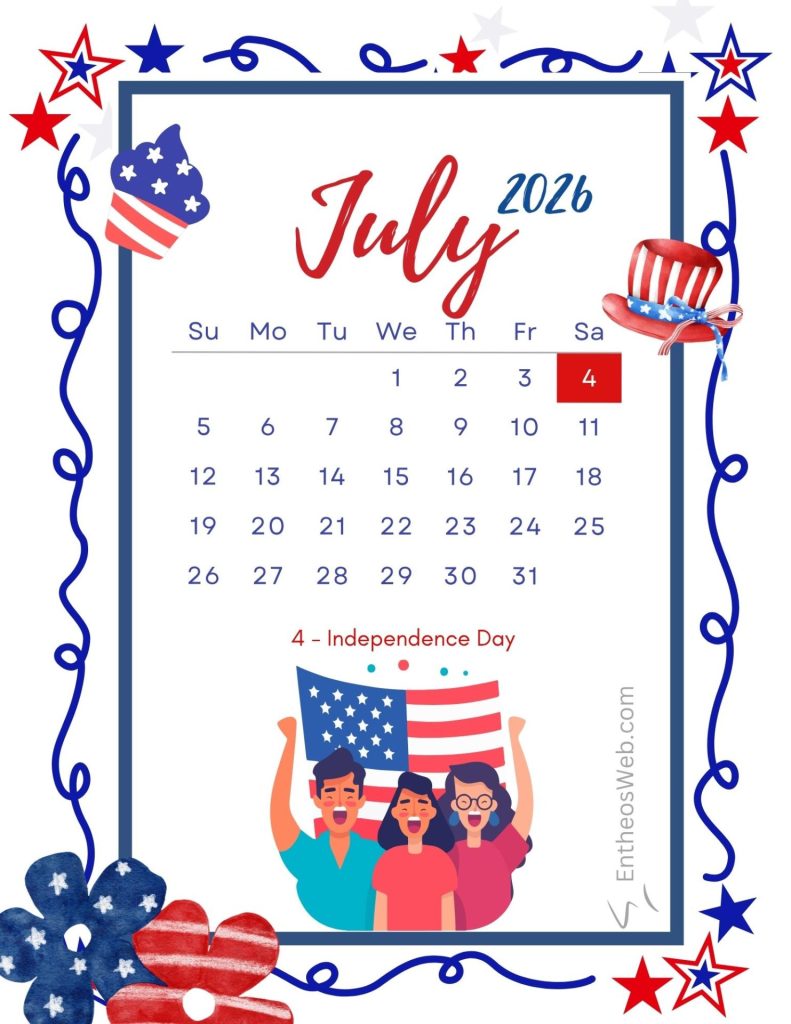 4th of july happy people holding flag themed calendar  4th of july happy people holding flag themed calendar by entheosweb
