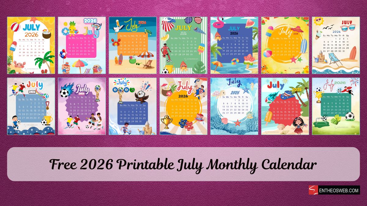 Free 2026 printable july monthly calendarcalendar designs with a banner reading free 2026 printable july monthly calendar Free 2026 printable july monthly calendar
