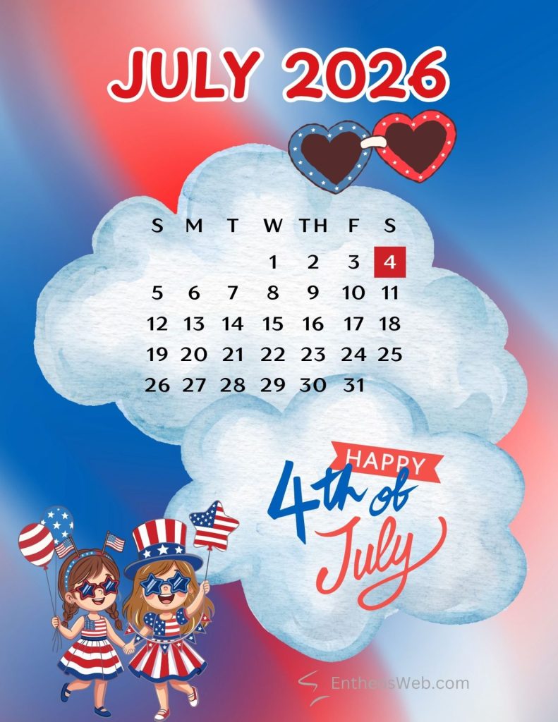 Girls with us flag and clouds 4th of july themed calendar girls with us flag and clouds 4th of july themed calendar by entheosweb