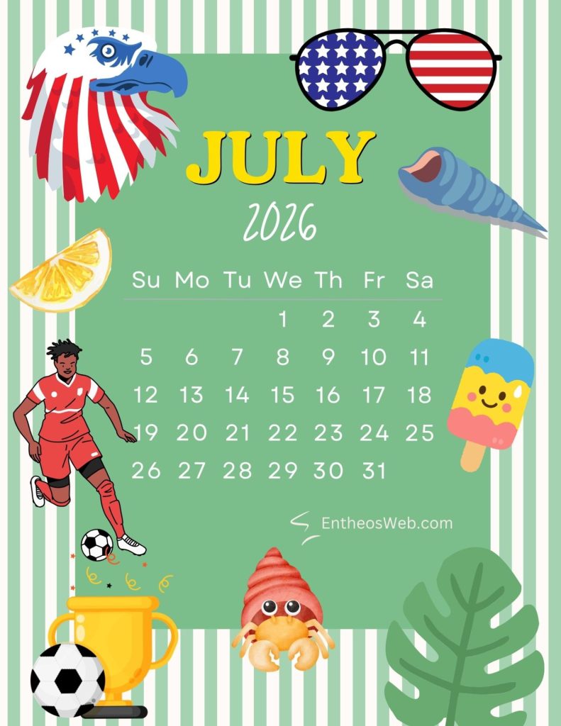 Stripes themed july 2026 printable calendar stripes themed july 2026 printable calendar by entheosweb