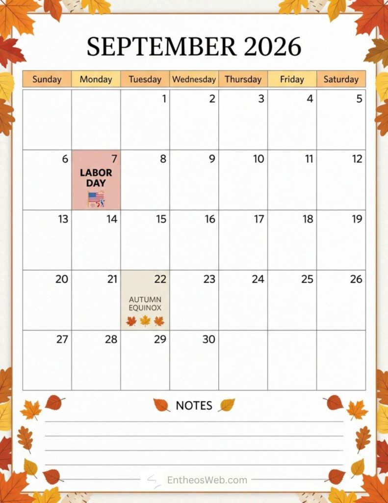 2026 september calendar with labor day and autumn equinox 2026 september calendar labor day autumn equinox