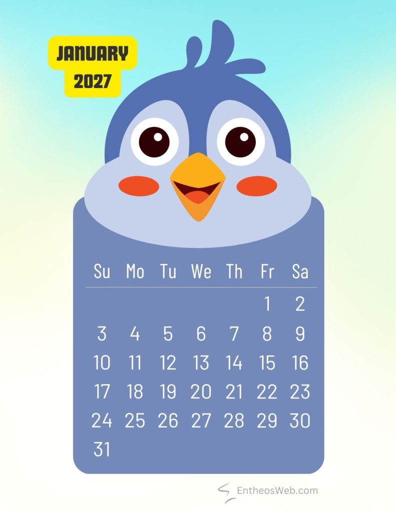 January 2027 printable cute bulbul bird monthly calendar | 2027 printable cute birds monthly calendar | entheosweb January 2027 printable cute bulbul bird monthly calendar january 2027 printable cute bulbul bird monthly calendar