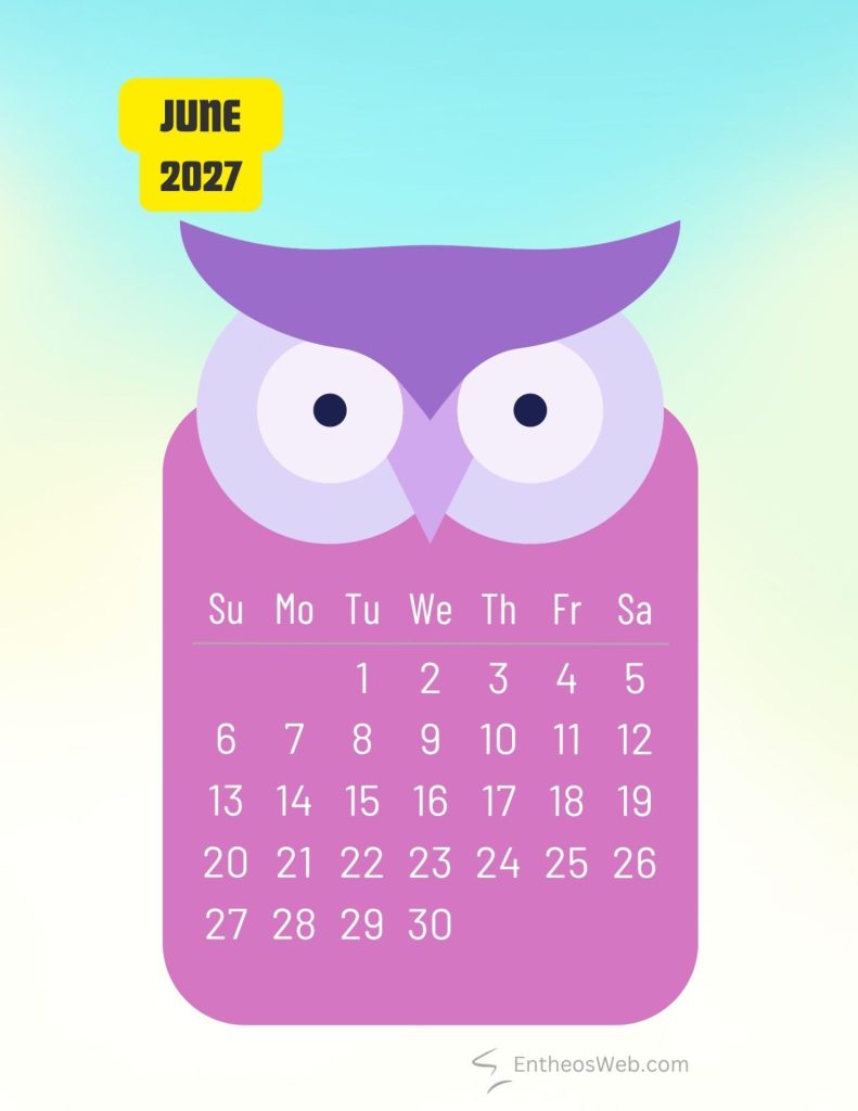 June 2027 printable cute purple owl bird monthly calendar | 2027 printable cute birds monthly calendar | entheosweb June 2027 printable cute purple owl bird monthly calendar june 2027 printable cute purple owl bird monthly calendar