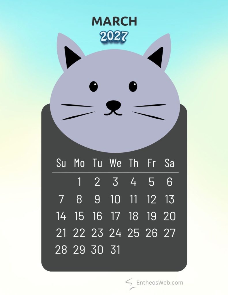 March 2027 adorable cat animal monthly calendar | 2027 adorable animals monthly calendar | entheosweb March 2027 adorable cat animal monthly calendar march 2027 adorable cat animal monthly calendar