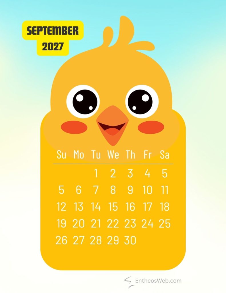 September 2027 printable cute chicken bird monthly calendar | 2027 printable cute birds monthly calendar | entheosweb September 2027 printable cute chicken bird monthly calendar september 2027 printable cute chicken bird monthly calendar