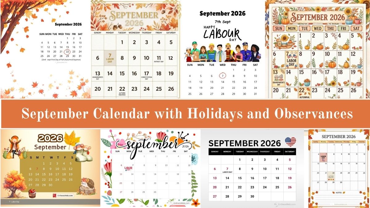 September Calendar with Holidays and Observances 2026
