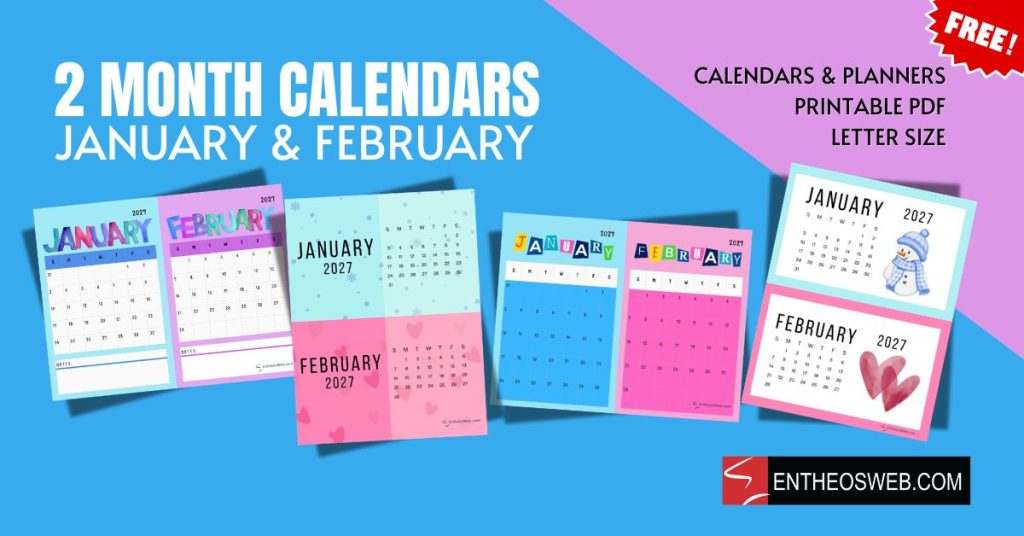 2 month calendars   january  february 2 month calendars   january february