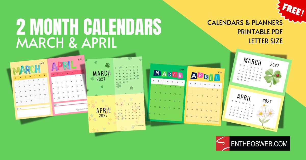 2 month calendars  march  april 2 month calendars   march april
