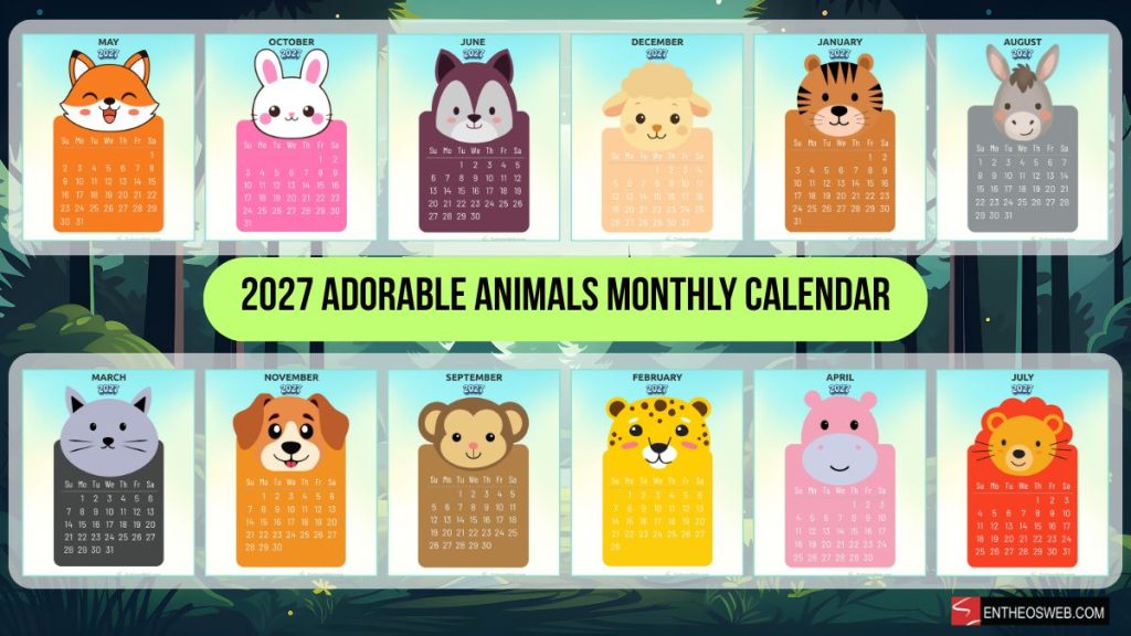2027 adorable animals monthly calendar 2027 adorable animals monthly calendar fimage