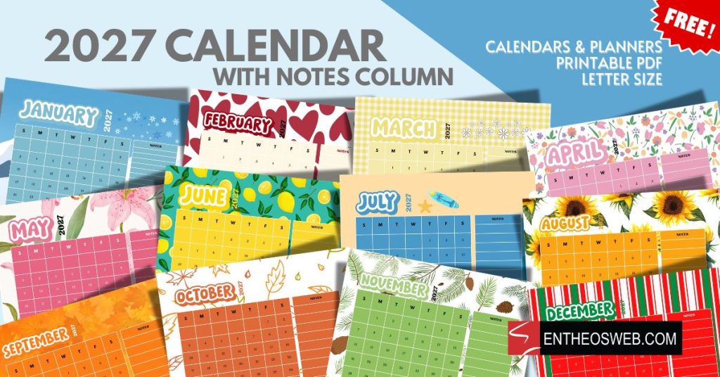2027 calendar   with notes column 2027 calendar   with notes column