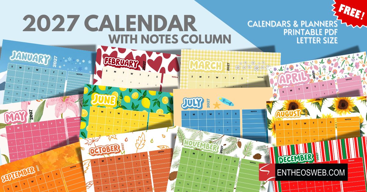 2027 calendar   with notes column 2027 calendar   with notes column