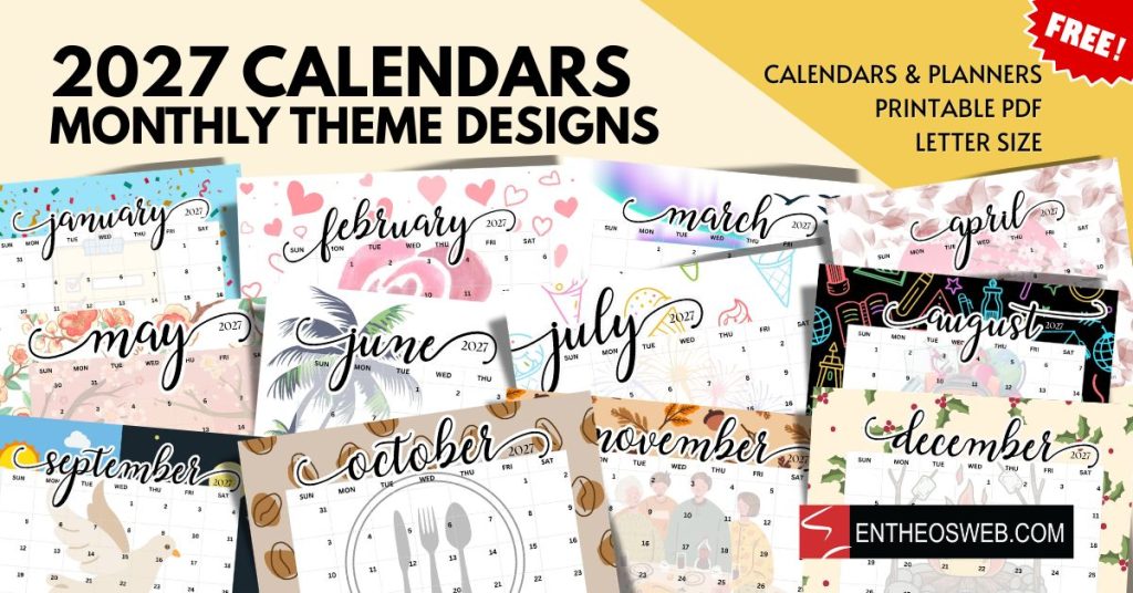 2027 calendar printable for each month 2027 calendars monthlytheme designs