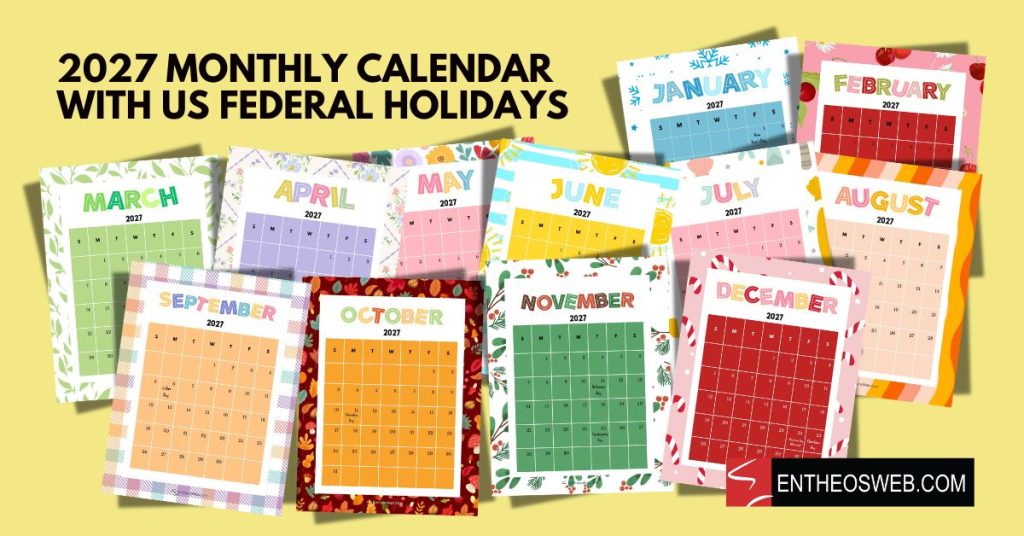2027 monthly calendar with us federal holidays vertical printable 2027 monthly calendar with us federal holidays vertical printable