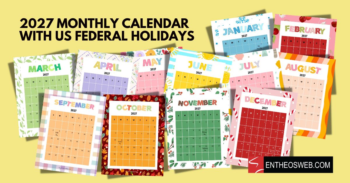 2027 monthly calendar with us federal holidays vertical printable 2027 monthly calendar with us federal holidays vertical printable