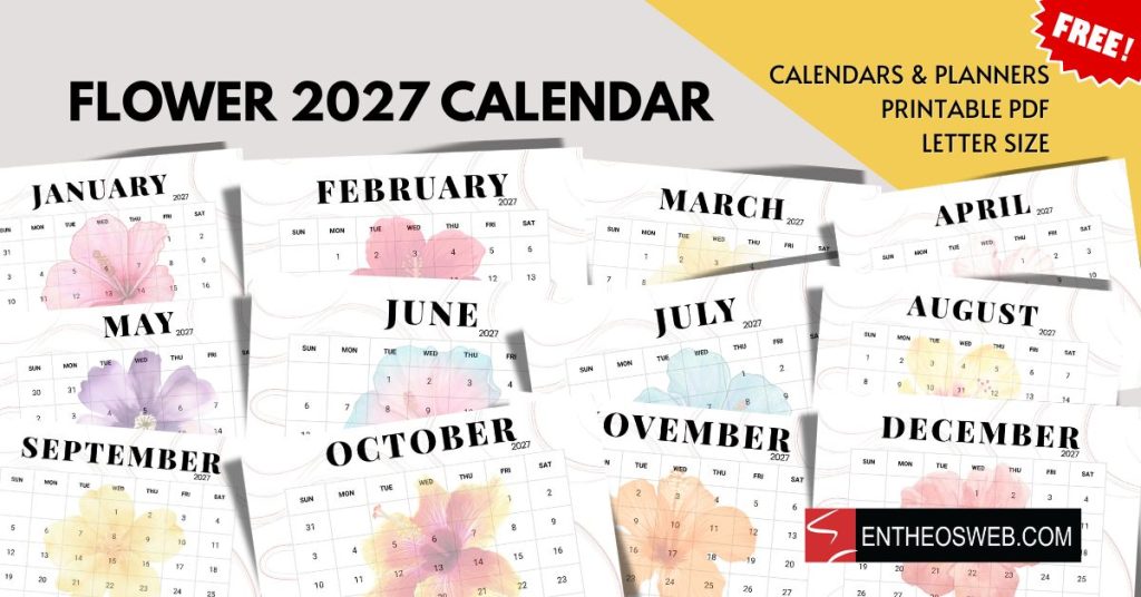 Flower 2027 calendar printable flower 2027 calendar printable