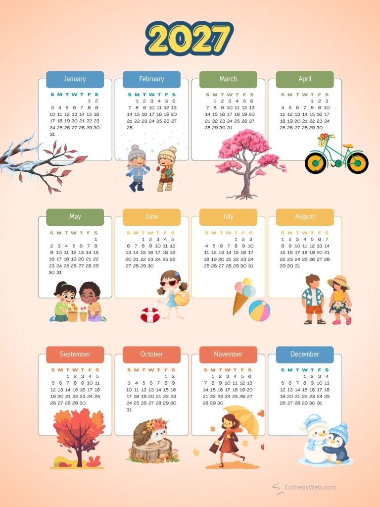 Free creative 2027 printable calendars featuring seasonal elements free creative 2027 printable calendars featuring seasonal elements by entheosweb