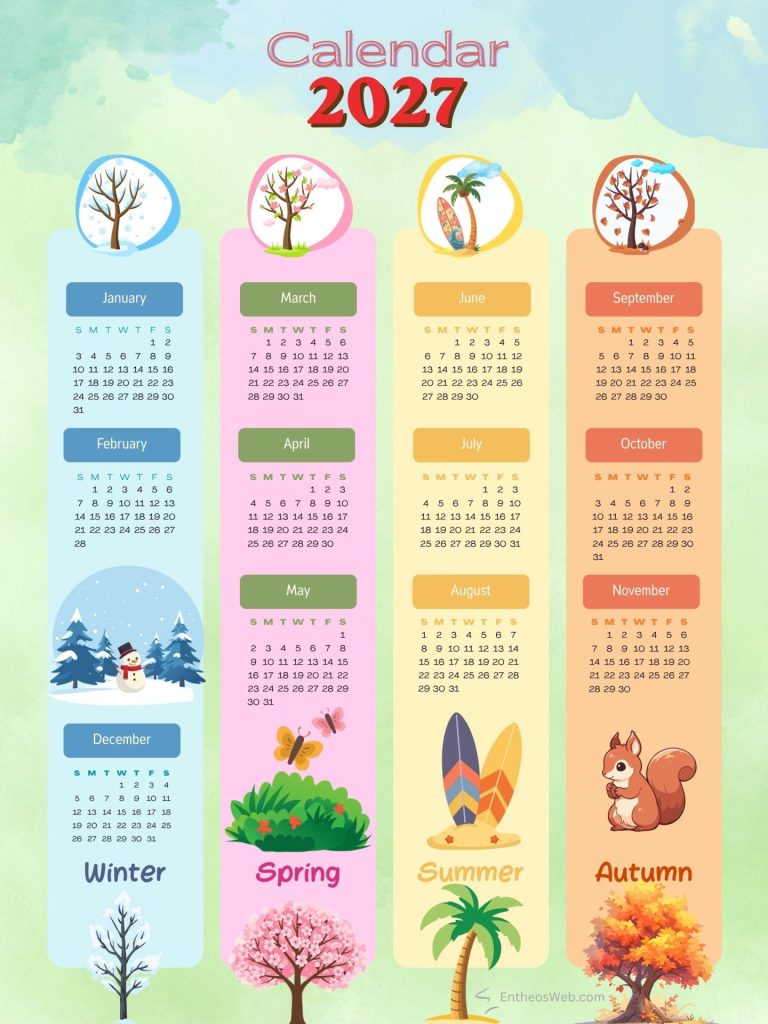 Free creative 2027 seasonal tree themed printable calendars free creative 2027 seasonal tree themed printable calendars by entheosweb