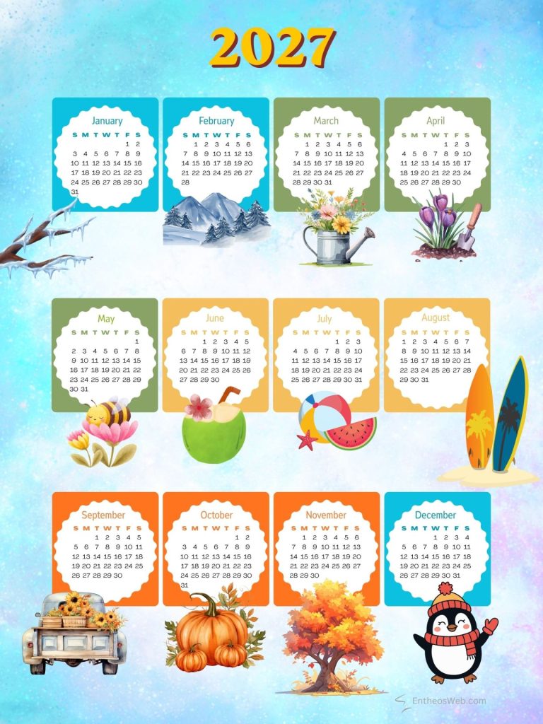 Free creative 2027 seasons colorful printable calendars free creative 2027 seasons colorful printable calendars by entheosweb