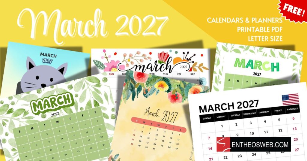 March 2027 calendars march 2027 calendars letter size printable