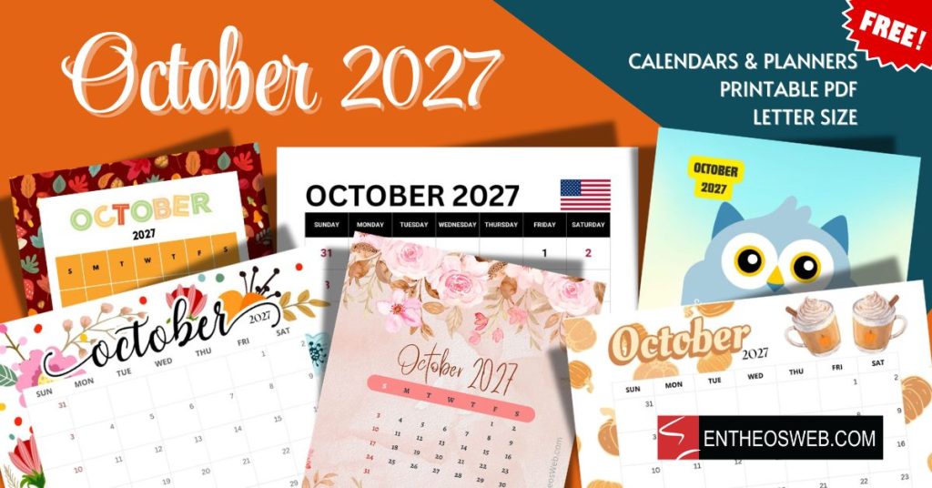 October 2027 calendars october 2027 calendars letter size printable