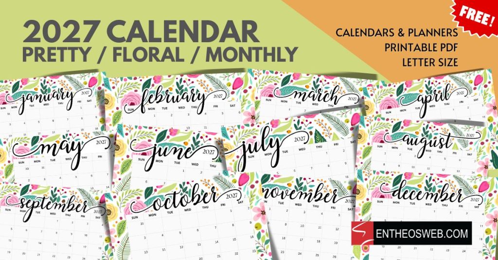 Pretty floral 2027 monthly calendar pretty floral 2027 monthly calendar 1