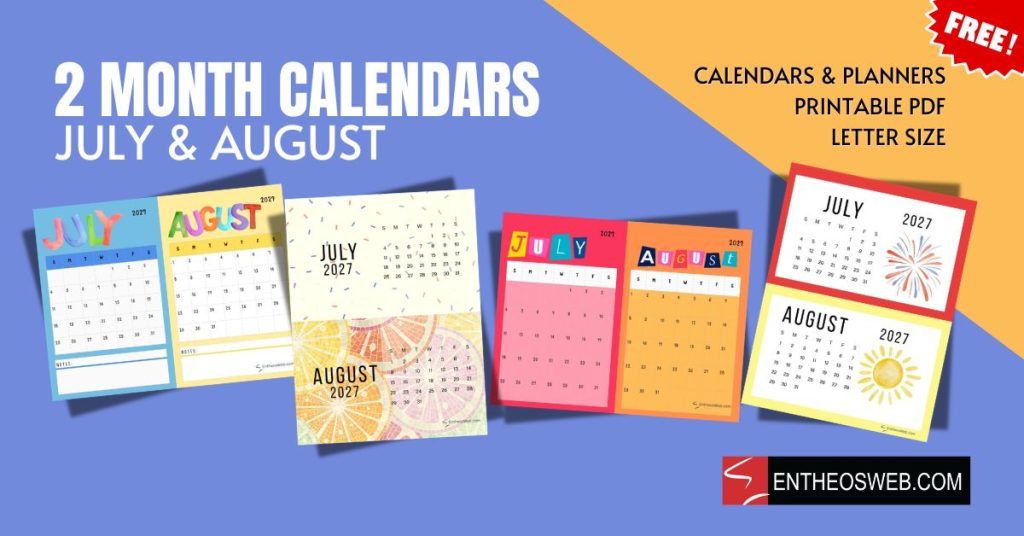 2 month calendars  july  august 2 month calendars   july august