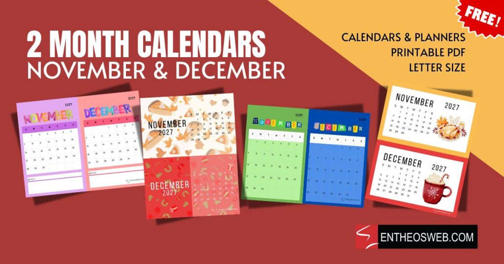 2 month calendars   november  december 2 month calendars   november december