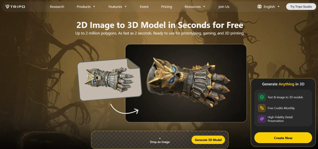 Image | best 2d to 3d converters | entheosweb Banner showing a 2d armored gauntlet morphing into a detailed 3d model on a dark background Image