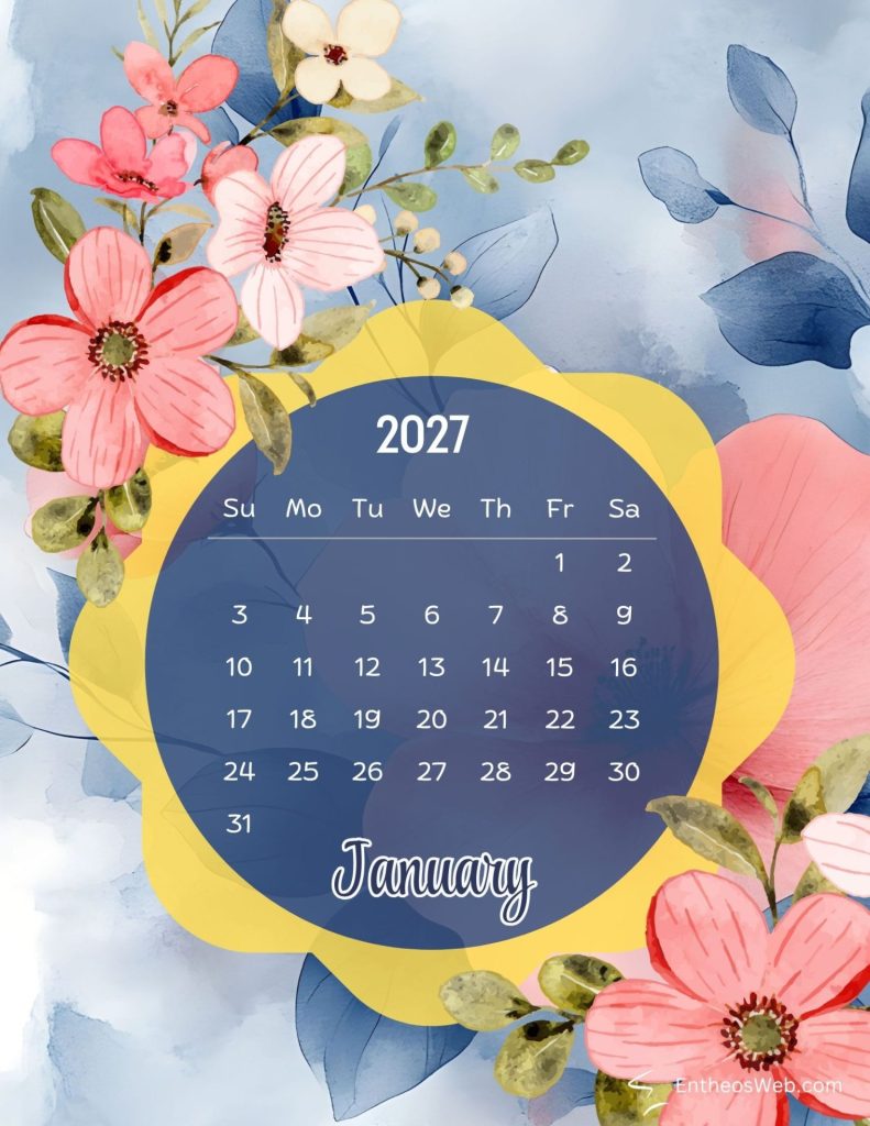 January free colorful floral 2027 monthly calendar printable by entheosweb | free colorful floral 2027 monthly calendar printable | entheosweb January free colorful floral 2027 monthly calendar printable by entheosweb january free colorful floral 2027 monthly calendar printable by entheosweb