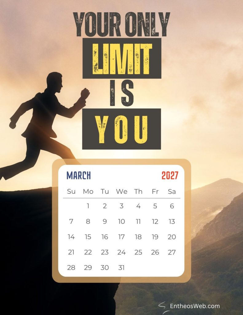 March free motivational 2027 monthly calendar printable by entheosweb | free motivational 2027 monthly calendar | entheosweb March free motivational 2027 monthly calendar printable march free motivational 2027 monthly calendar printable by entheosweb