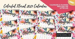 Printable colorful floral 2027 calendar pdf colorful floral background calendar 2027